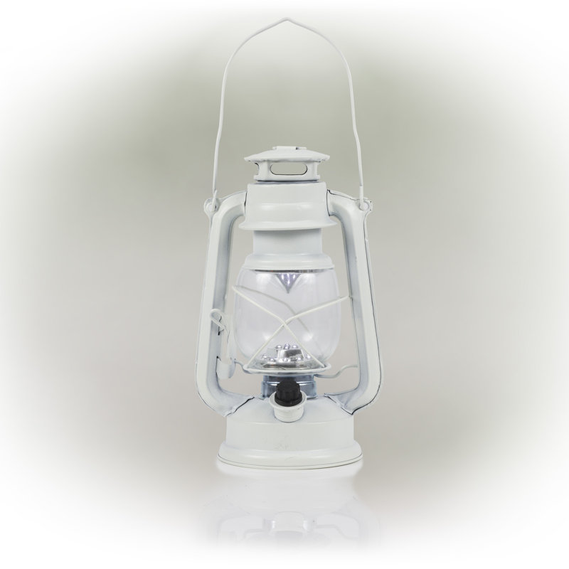White 14'' Vintage Style LED Hurricane Lantern