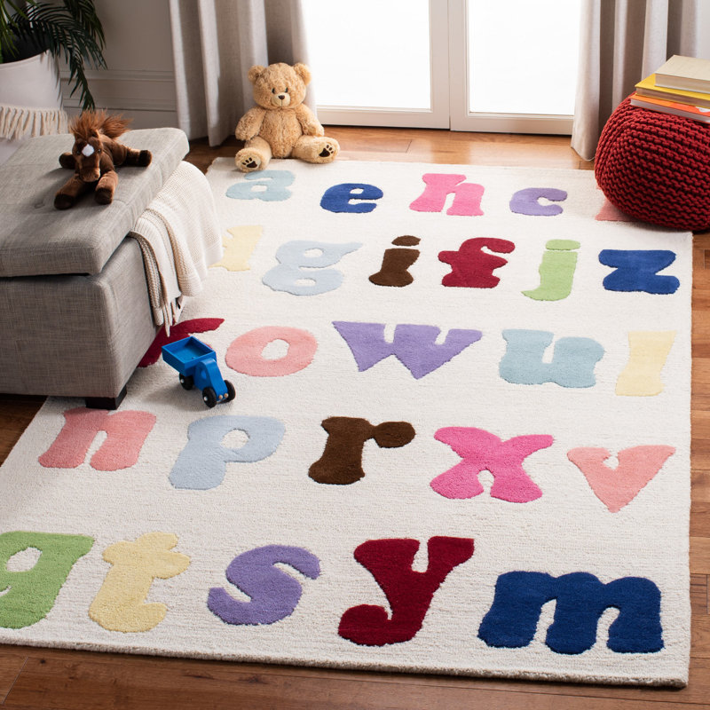 Tapis ivoire en laine / coton touffeté à la main Kruetzen, Rectangle 4 pi x 6 pi