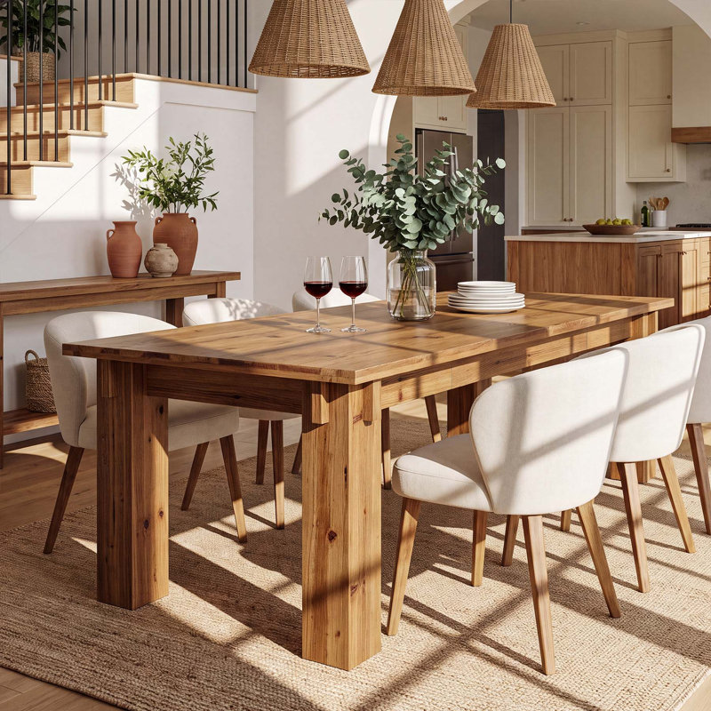 Fir Dining Table with Wood Base