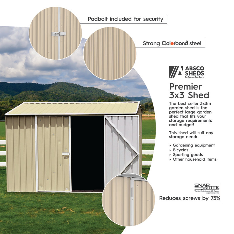 Premier 10' x 10' Classic Cream Metal Storage Shed