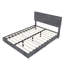 Structure de lit plateforme tapissier avec tête de lit, structure de lit plateforme à profil bas avec support en lattes de bois, aucun sommier nécessaire, gris, grand-1040869947