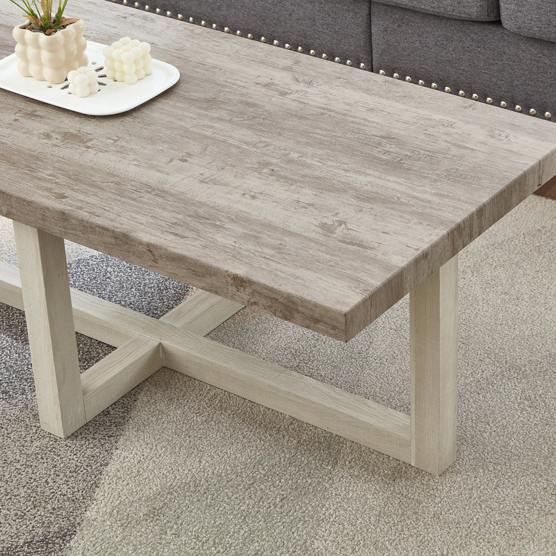 Ensemble de tables basses 3 pièces, Gris patiné / beige