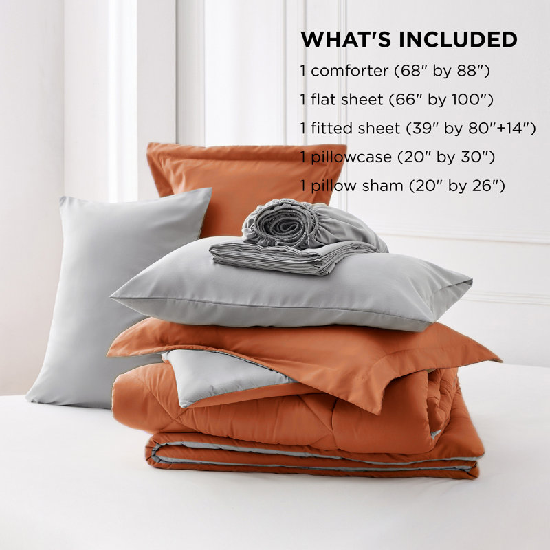 Best Seller Bedsure Comforter Set Reversible Bedding for All Seasons-89GSM, Full Comforter + 4 Additional Pieces