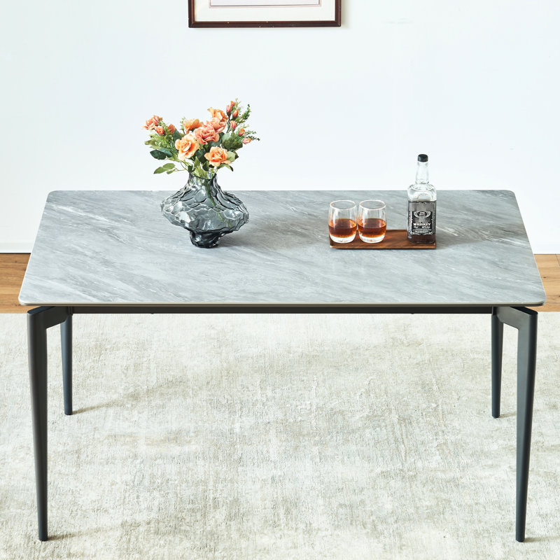 Table de luxe en pierre frittée de luxe avec pieds noirs, fabrication de savon brillant de 6 à 8 géologues