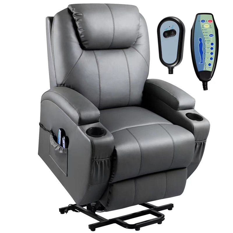 Tout nouveau fauteuil de massage inclinable électrique en tissu, Similicuir gris