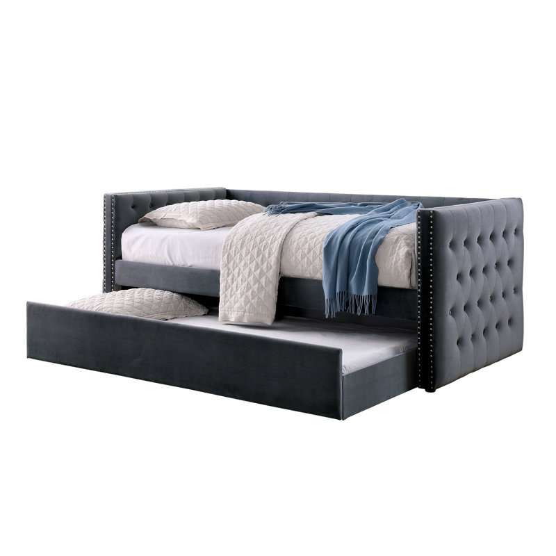 Lit de jour simple avec couchette Anary, Gris