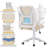 2-Piece L-Shaped Computer Desk With Power Outlet And Ergonomic Mesh Office Chair Set, Corner Home Office Workstation With Storage Shelves, Adjustable Swivel Desk Chair With Wheels For Work, Study, Gaming
