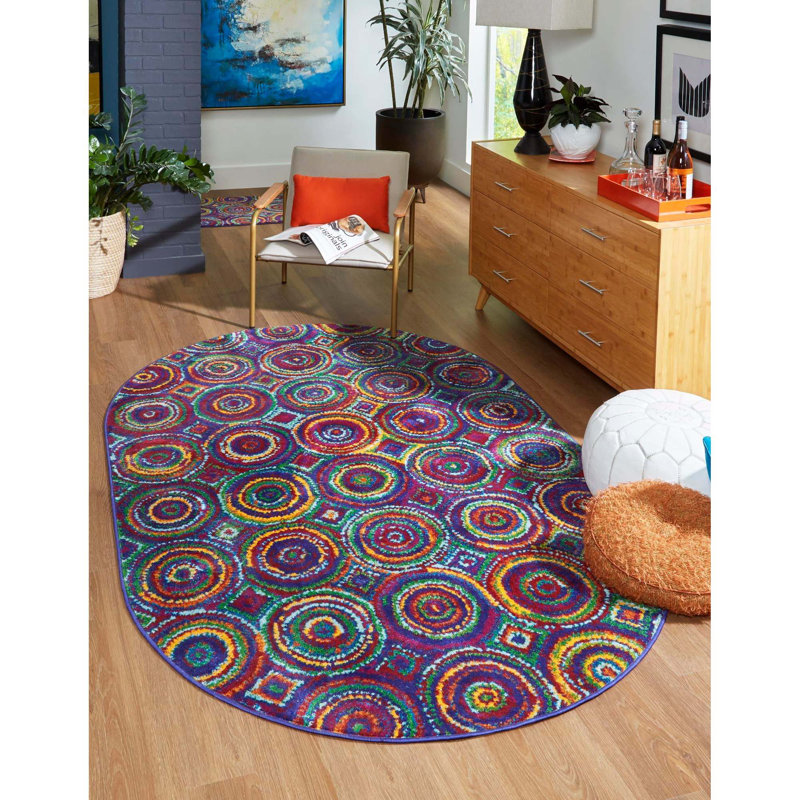 Geometric Indoor Rug, Oval 7'10" x 10'