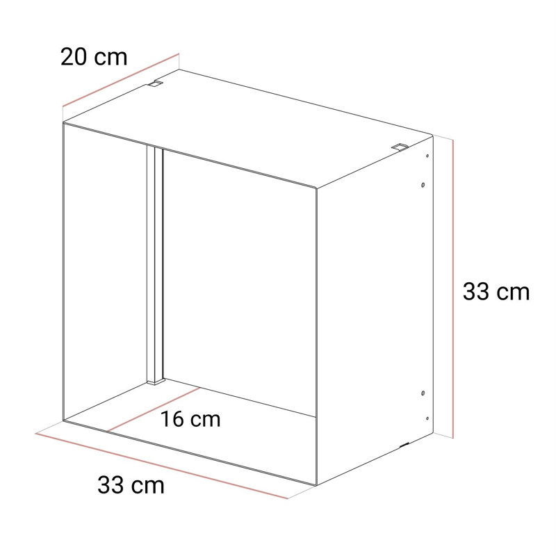 Square Metal Cube Shelf, Black / Black without LED