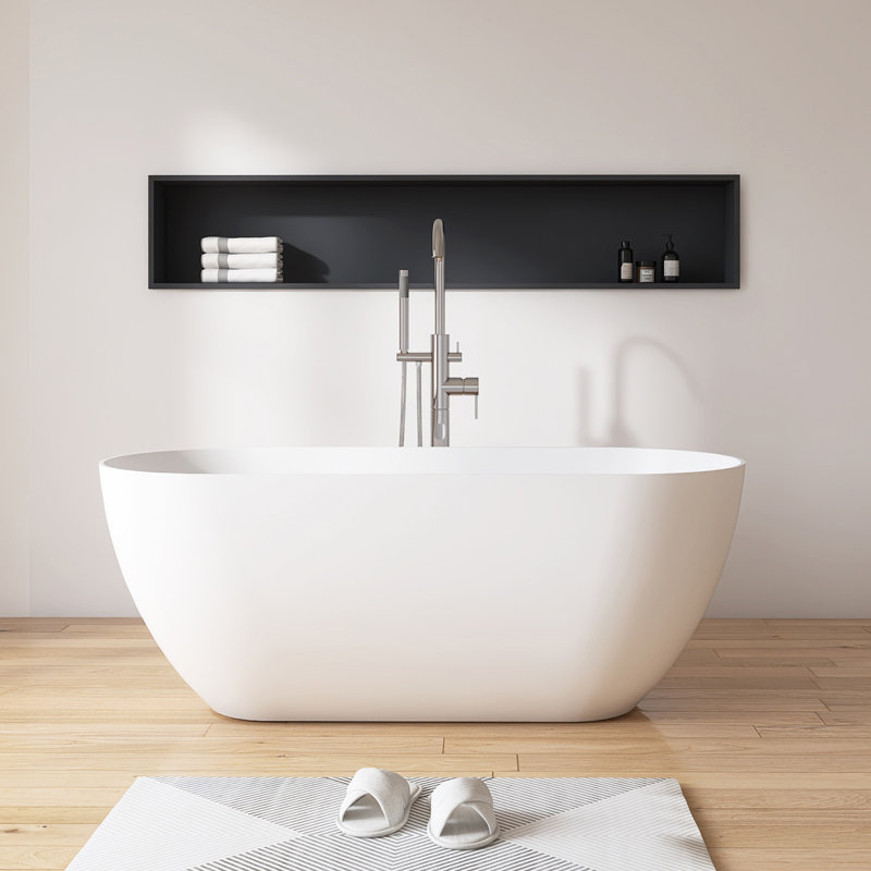 51" x 27" Freestanding Solid Surface  Stone Bathroom Soaking Bathtub