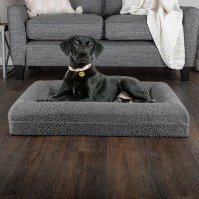 Orthopedic Dog Bed - 33x25.2 Inch Medium Dog Bed with Supportive Bolster, Nonslip Bottom, and Removable Washable Cover - Memory Foam Cushion for Medium Dogs - Pet Products by PETMAKER (Gray)