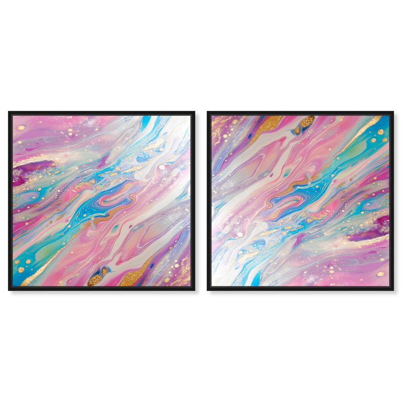 «Galactic Whispers» sur toile, Geode Art par Art Remedy, H 13 po x l 13 po, Cadre noir