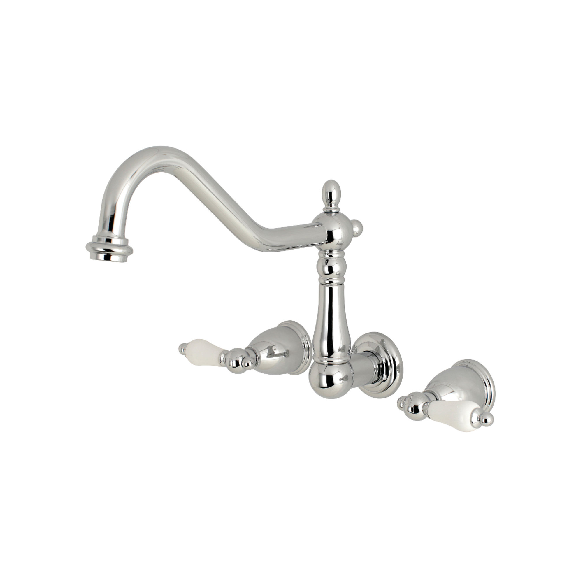 Kingston Brass Heritage Two-Handle 3-Hole Wall Mount Roman Tub Faucet, Polished Chrome