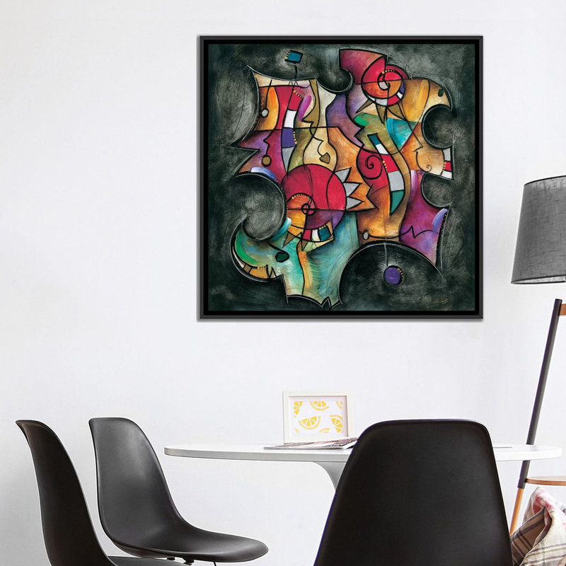 «Noir Duet II» par Eric Waugh, impression sur toile, H 37 po x l 37 po x P 1,5 po, Toile avec cadre flottant noir