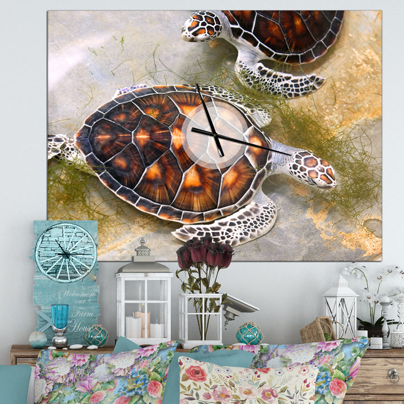 Tortues de mer en chambre de bébé - Horloge murale traditionnelle, Petit