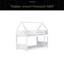 Lit superposé simple au-dessus d'une chambre simple avec tête de lit, pied de lit et garde-corps, échelle, lit superposé en bois d'hévéa avec garde-corps de sécurité-278142833
