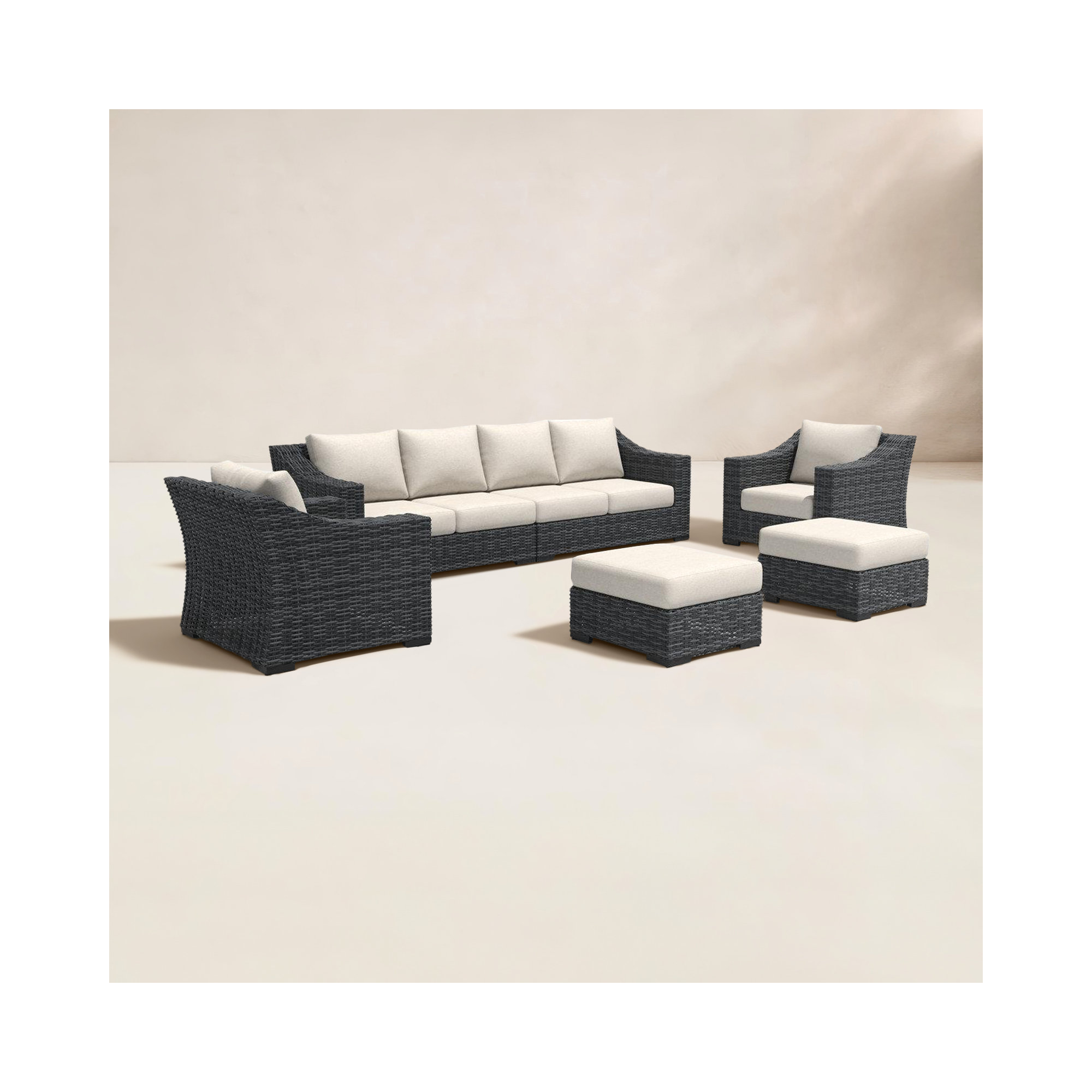 Eloisa Wicker 8 - Person Patio Conversation Set with Cushions, Gray
