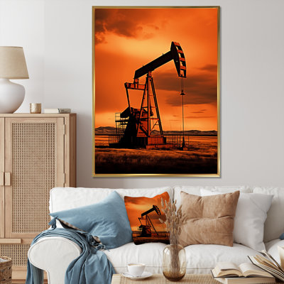 " Modern Orange Drilling Rig Field "
