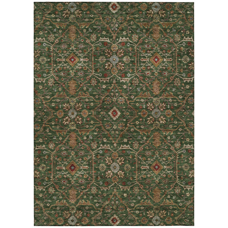 Emerald Flat Woven Synthetic Rectangular Rug 2'6" x 3'10"
