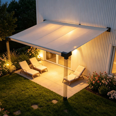 Ensemble de pergola murale en acier avec supports inclinés à 15 °, ensemble de quincaillerie robuste pour terrasse et terrasse extérieures - finition noire