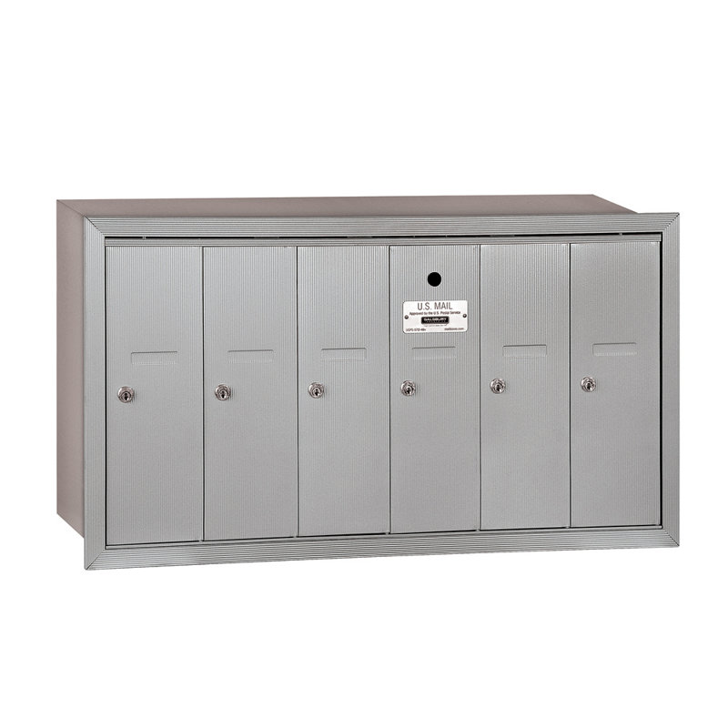 Boîte aux lettres verticale multi-unités à charge frontale 6 portes, Aluminium