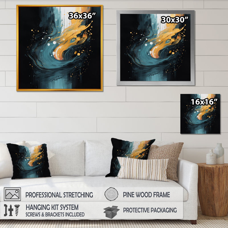 " Orange And Blue Reimagined Realities ", 16" H x 16" W x 1" D, Wrapped Canvas