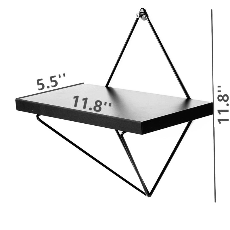 Yariah 2 Piece Diamond Bracket Shelf, 4.65" H x 4.65" W x 2.17" D, Black White