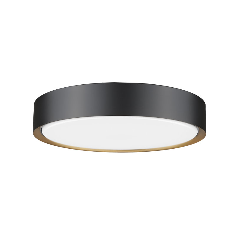 Plafonnier encastré 1 lumière Asalah, H 3 po x l 16 po x P 16 po, Noir mat / Or