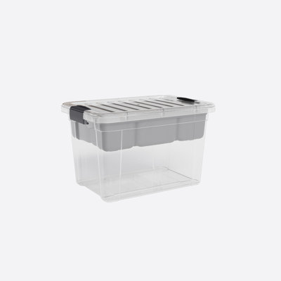 4,75 pte Petit bac de rangement transparent avec couvercle, boîte de rangement en plastique pour la maison, paquet de 18