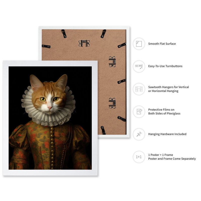 Chat de la Renaissance, Poster, White Framed, 08"H x 10"W