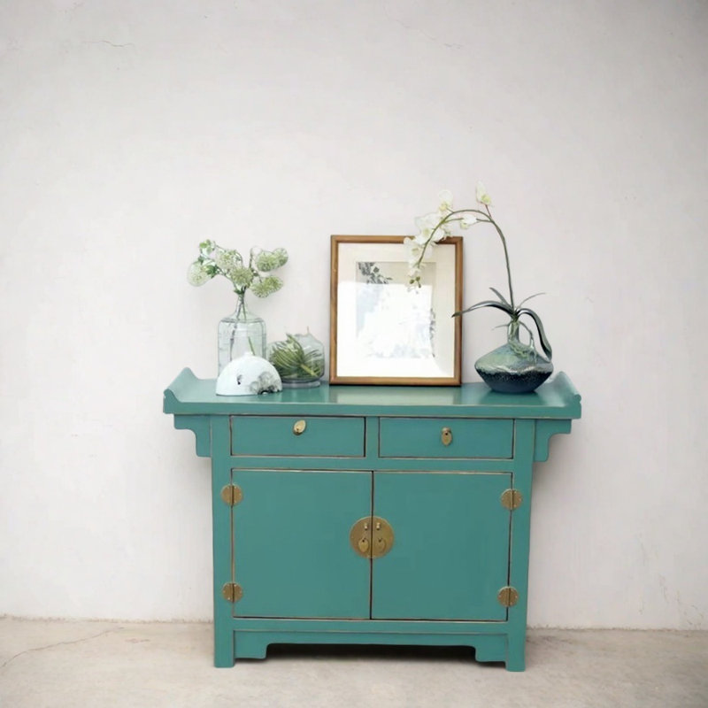 Armoire d'entrée verte vieillie