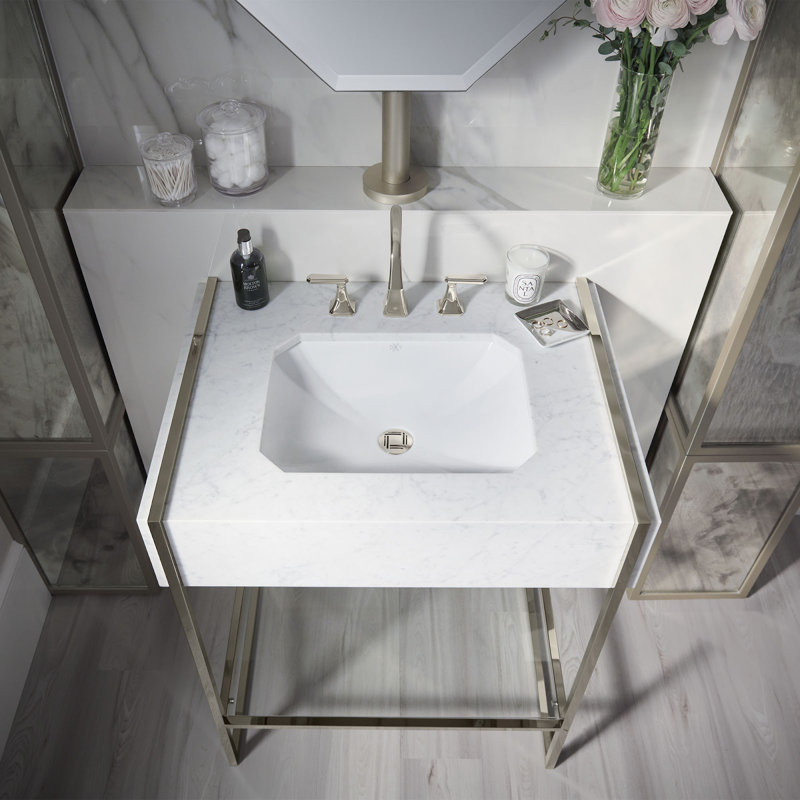 Belshire High Spout Widespread Bathroom Faucet, Platinum Nickel