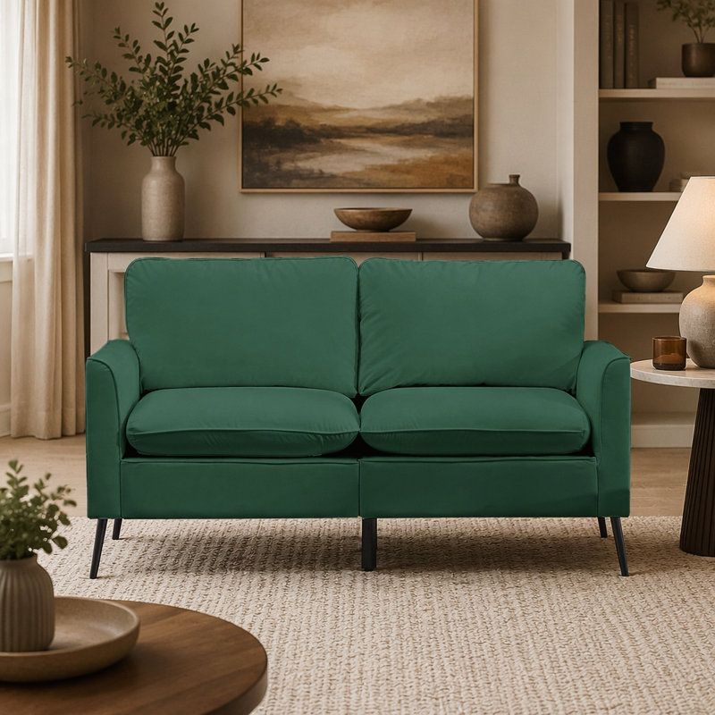 55.91 " Faux Leather Loveseat, Similicuir vert
