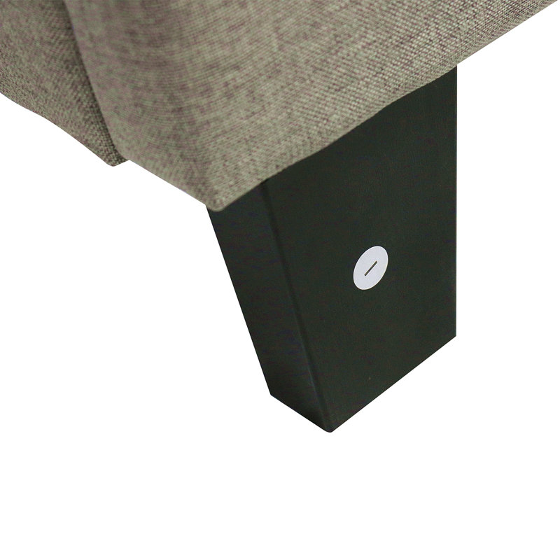 Structure de lit plateforme grand tapissier avec tête de lit en lin capitonné, aucun sommier requis, support à lattes de bois, assemblage facile, gris