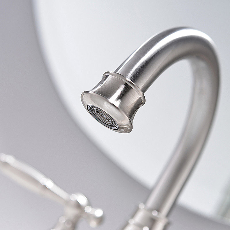 Robinet de salle de bain à ensemble central avec bonde, Nickel brossé
