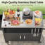 Table de barbecue avec rangement Coolcamp, plateau en acier inoxydable idéal pour la préparation de la cuisine et les grillades