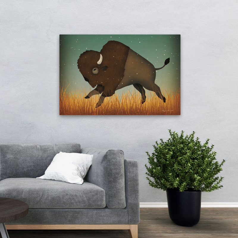 Buffalo bison II - animaux bison brun art de bison, H 32 po x l 48 po