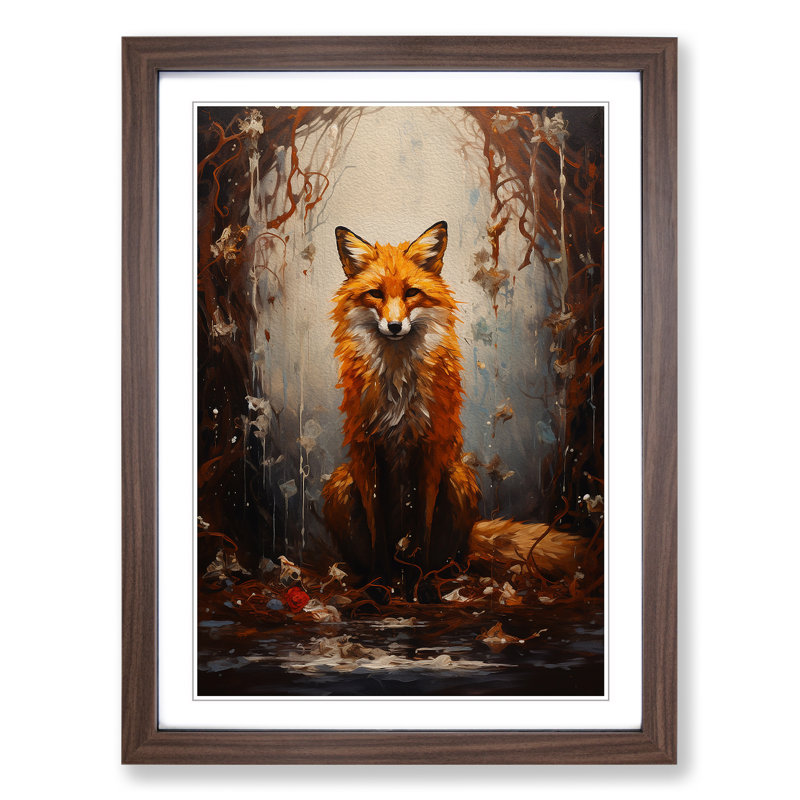 Fox Informel No.2 - Framed Print, 46cm H x 34cm W, Walnut Framed