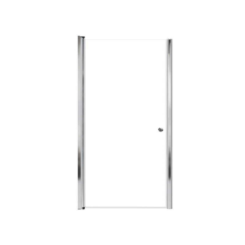 Porte de douche à cadre sans cadre Transoli Lyna, l 36 po x H 70 po, verre trempé transparent de 1/4 po, Chrome