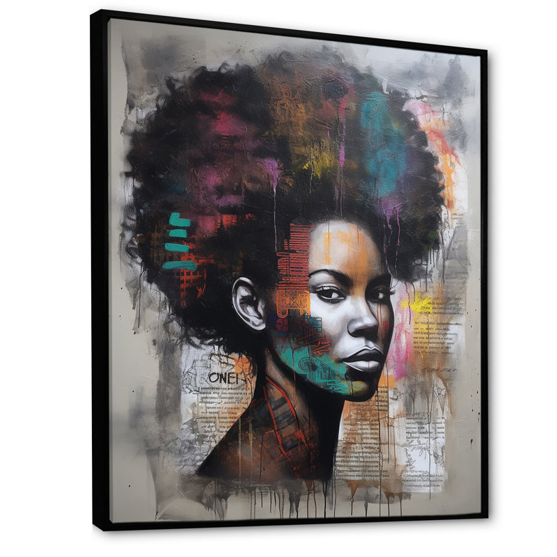 Urban Urban contemporain africain, H 32 po x l 16 po x P 1 po, Cadre flottant noir