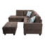 Ensemble de canapé et chaise longue en velours côtelé 104 avec 104 pieds (brun, côté gauche)-88099900-88099901