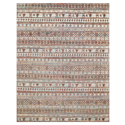 Tapis unique beige, bleu et gomme à bulles 7 pi 11 po x 10 pi Fairisle