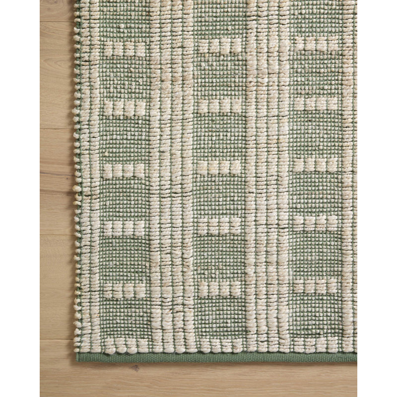Ivory & Sage 5' x 7' Hand-Woven Cotton-Blend Geometric Area Rug