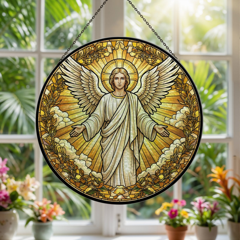Panneau de vitrail Angel Light ， 7,8H, H 7,8 po