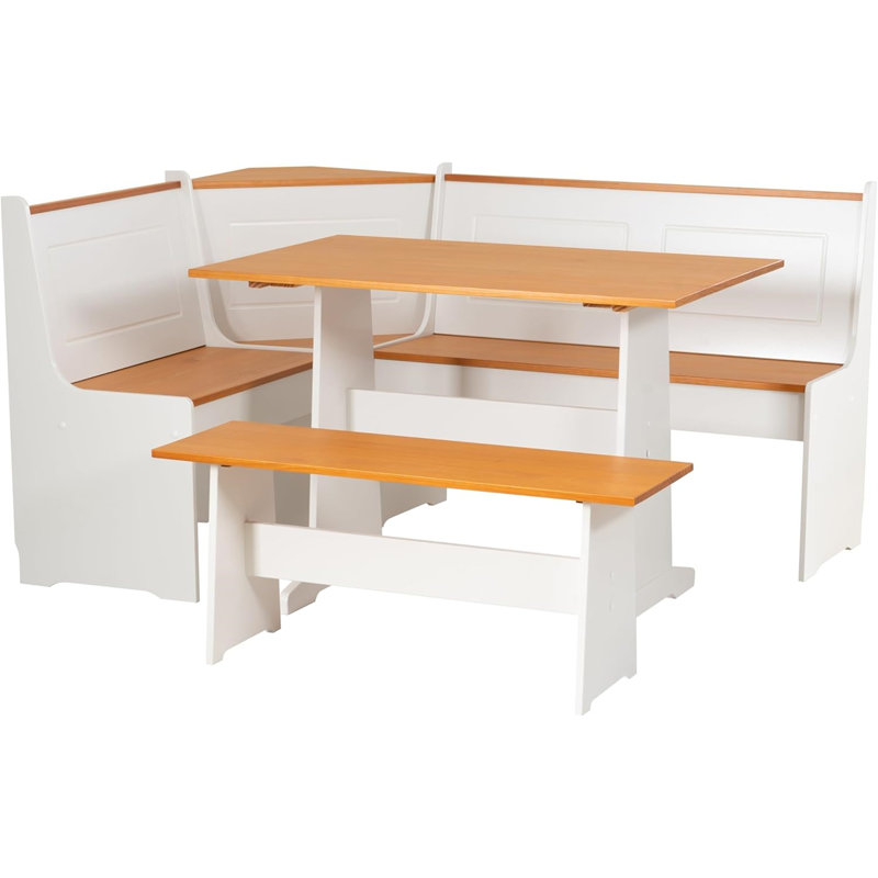 Ensemble de table de salle à manger en L 3 pièces avec banc