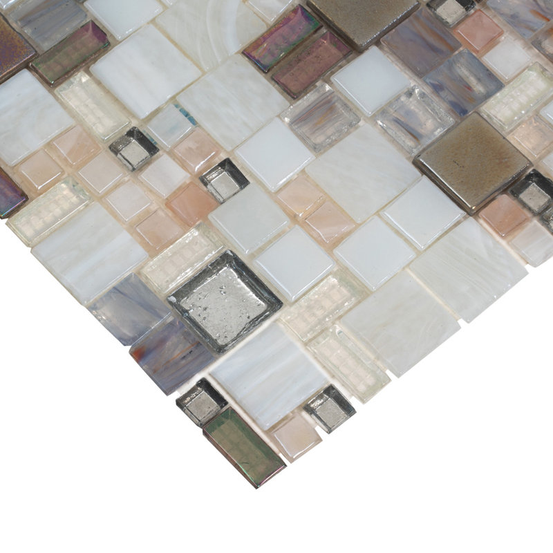 13" x 13" Straight Edge Glass Mosaic Wall & Floor Tile, Beige
