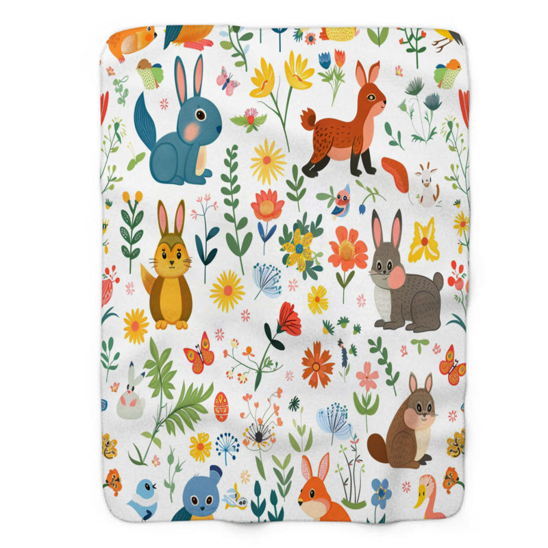 Seasonal Fauna - couverture sherpa de qualité supérieure 1 pièce, Lit simple