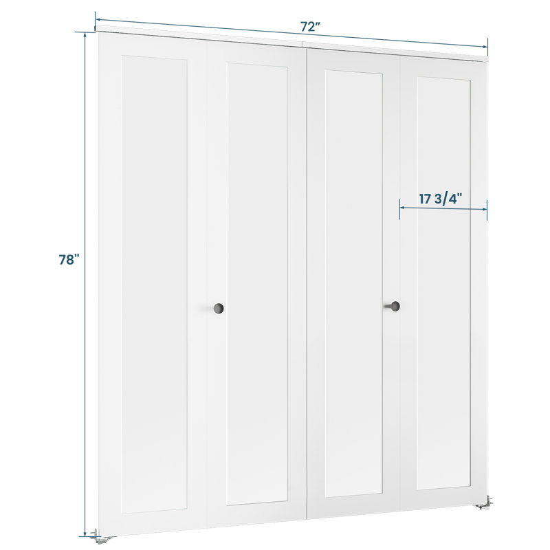 1-Lite 78" Mirrored Glass Bi-Fold Doors With Installation Hardware Kit For 80" Door Opening Height, 72" x 80"