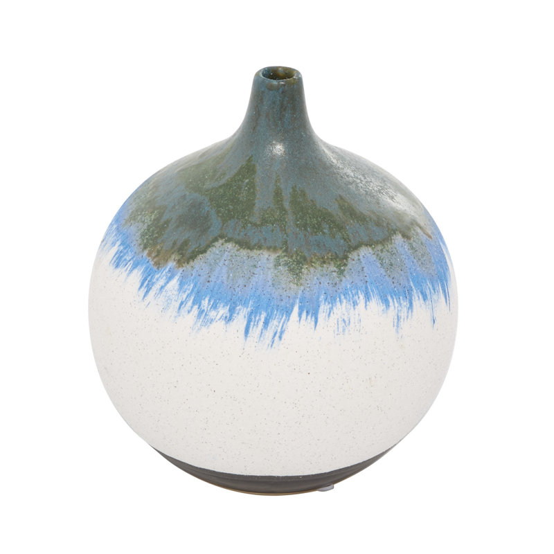 Handmade White and Blue Ceramic Bud Vase