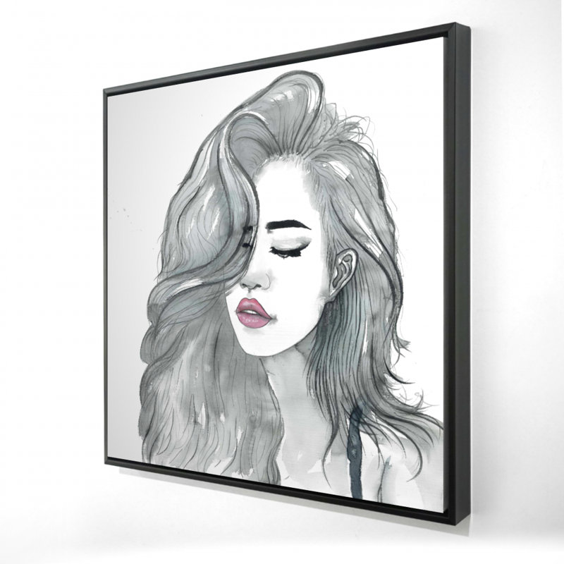 Beaux cheveux féminins - Bureau rose, toile encadrée